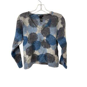 Women's Carole Little Blue Angora Rabbit Hair Lambwool Blend Sweater Size Large